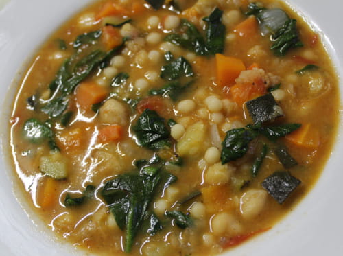 Soupe de pois chiche aux épinards