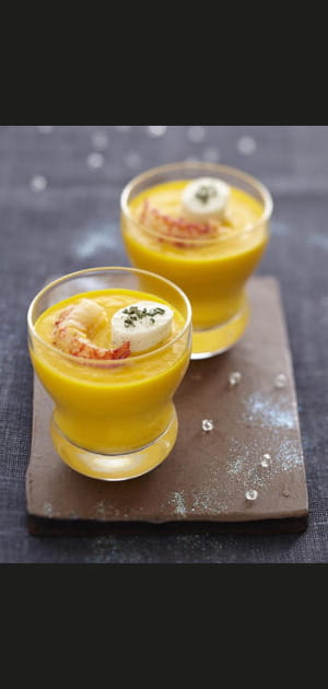 Cr&eacute;meux de potiron et &eacute;crevisses