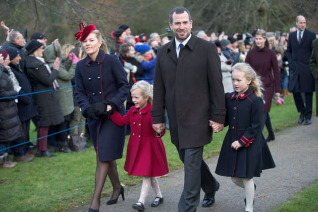La famille Phillips à la messe de Noël de Sandringham en 2017