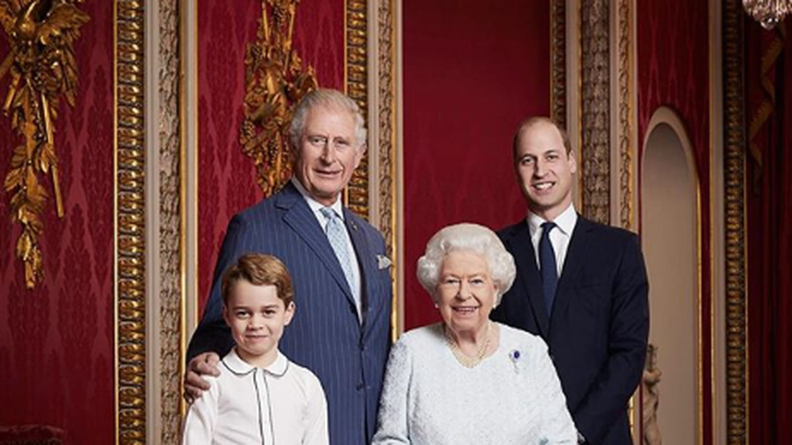 George, prince Charles, Elisabeth II et le prince William