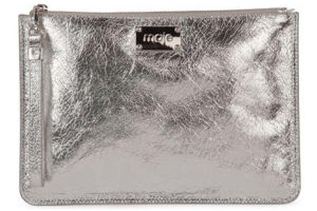 Pochette Soirée Argentée Biba Pour Femme - Modèle Boxy Clutch En Cuir, Occasion