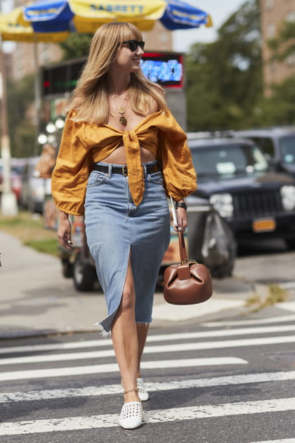 La jupe crayon en jean