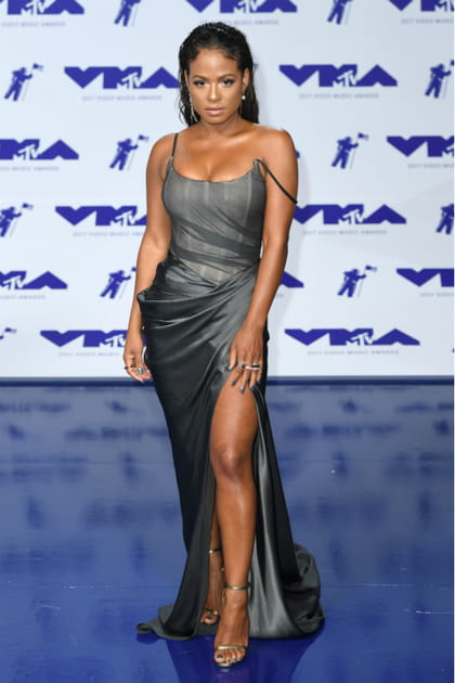 Christina Milian en robe longue fendue