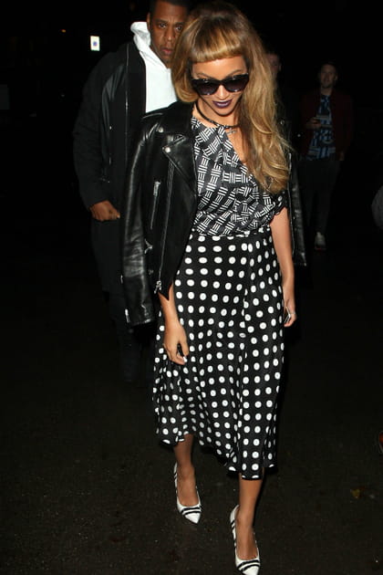 Beyoncé en look imprimé noir et blanc