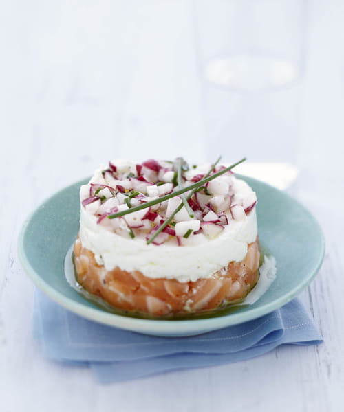 Tartare de saumon et radis croquant au Carré Frais