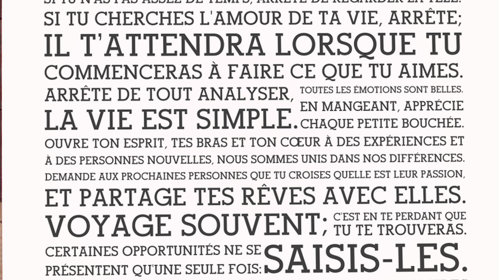 Affiche Holstee sur Les mots sont des cadeaux