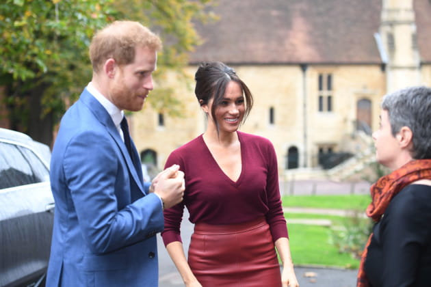 Le prince Harry et Meghan Markle lors d'un rassemblement sur l'&eacute;galit&eacute; des sexes au ch&acirc;teau de Windsor, 25&nbsp;octobre 2019.