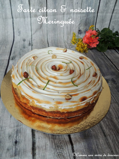 tarte au citron et noisette meringuée