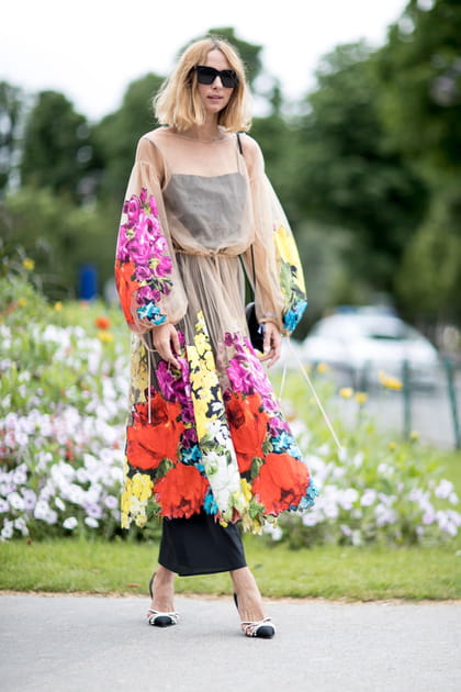 Street style &agrave; Paris : la robe florale