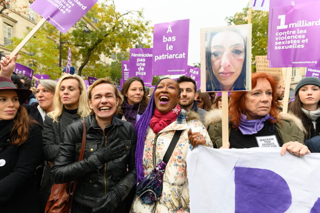 Sandrine Bonnaire, Nadège Beausson-Diagne et Ève Darlan manifestent