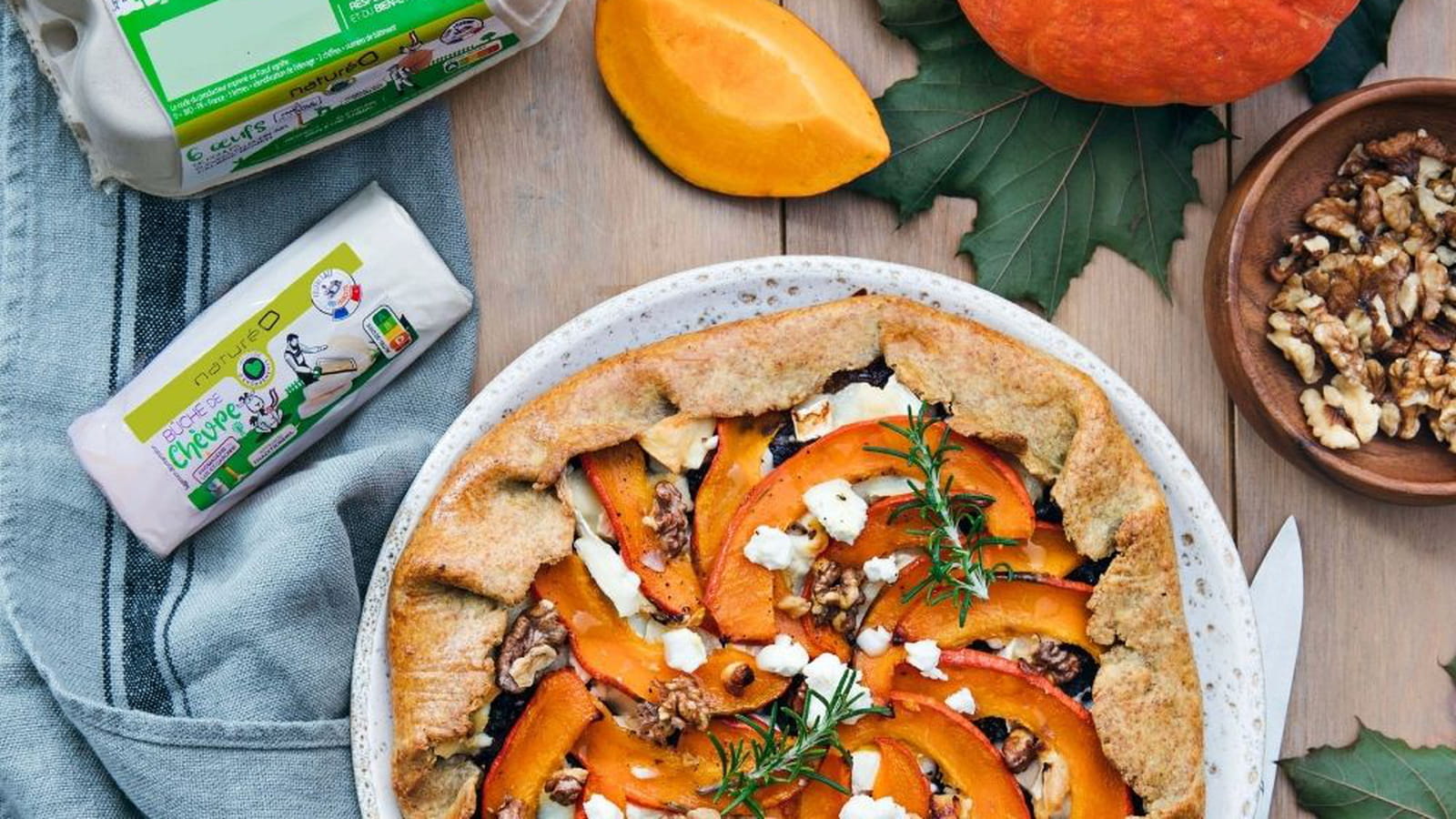 Tarte rustique au potimarron, chèvre et miel