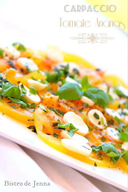 Carpaccio de tomate ananas