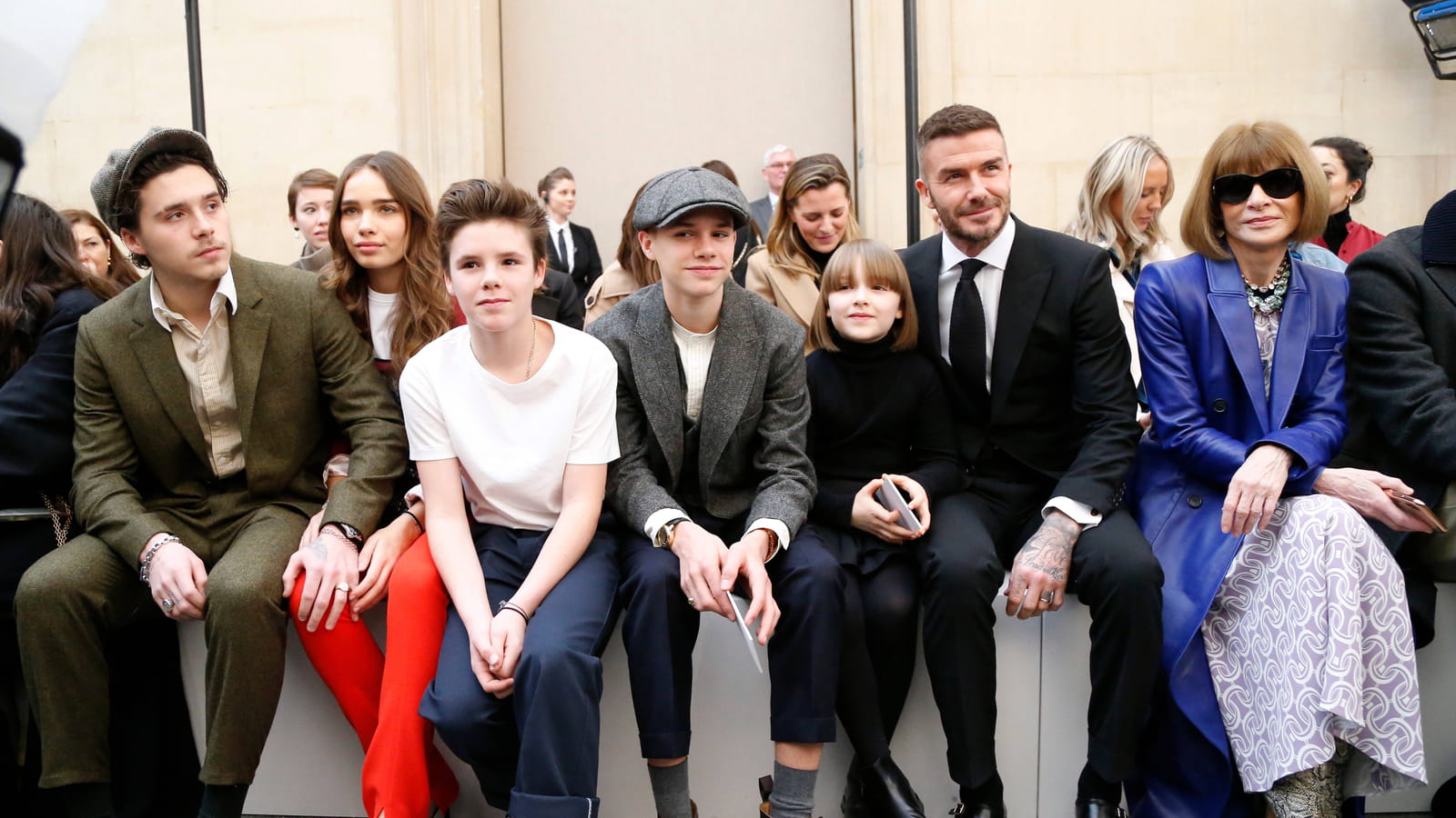 Brooklyn, Romeo, Cruz, Harper et David Beckham, Anna Wintour, Hana Cross
