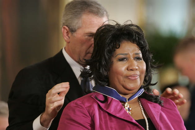 Aretha Franklin re&ccedil;oit la m&eacute;daille de la libert&eacute;