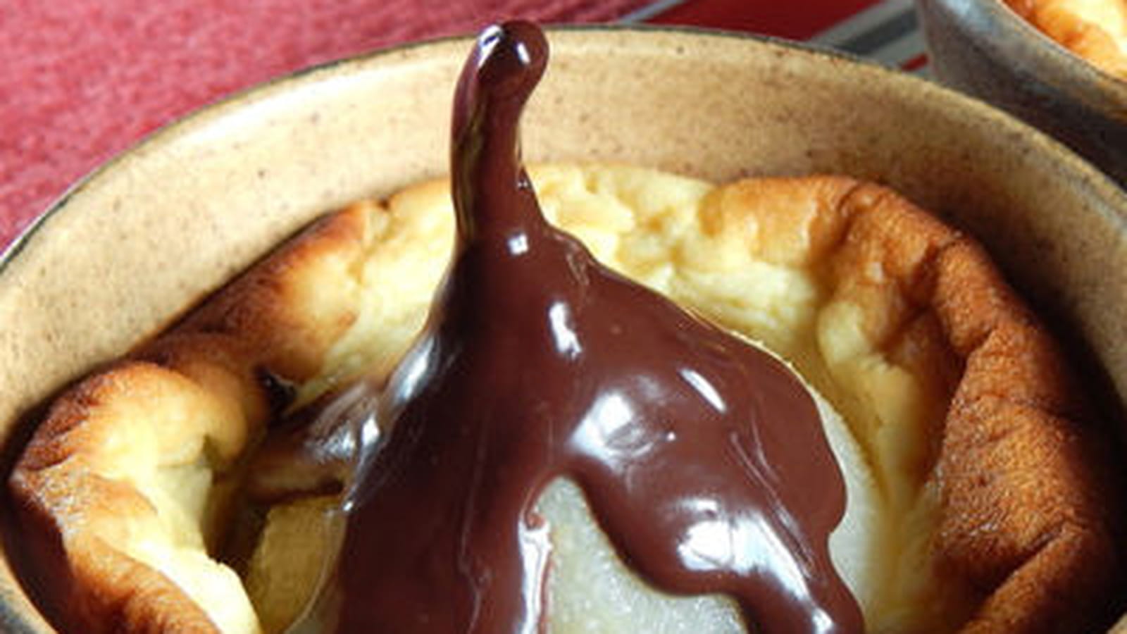Poires Belle-Hélène en clafoutis