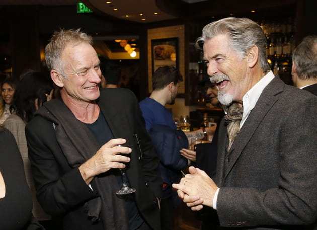 Sting et Pierce Brosnan &agrave; l'after-party de la com&eacute;die musicale "The Last Ship"
