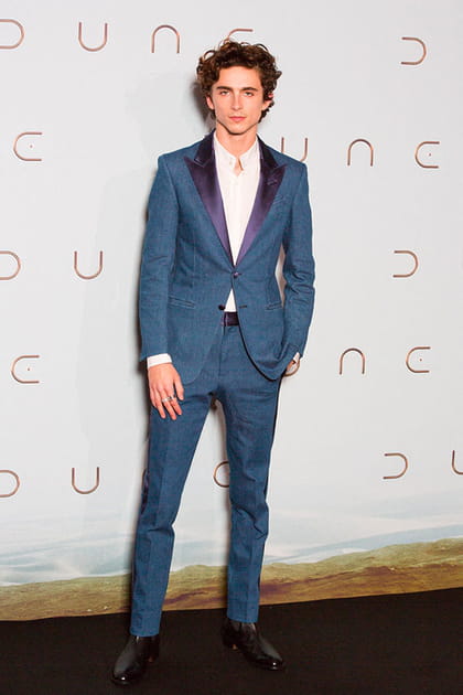 Timothée Chalemet en costume façon denim