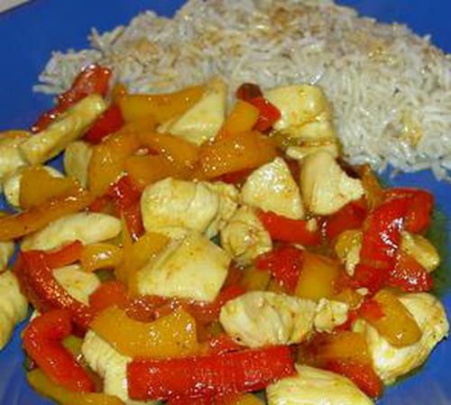 Poulet et poivrons sauce curry