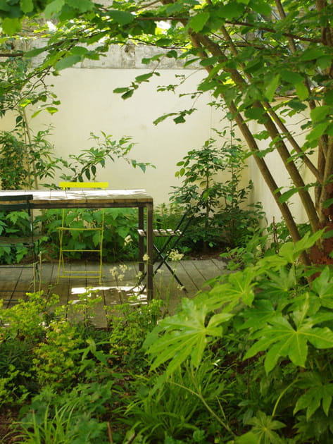 Une terrasse entour&eacute;e de verdure