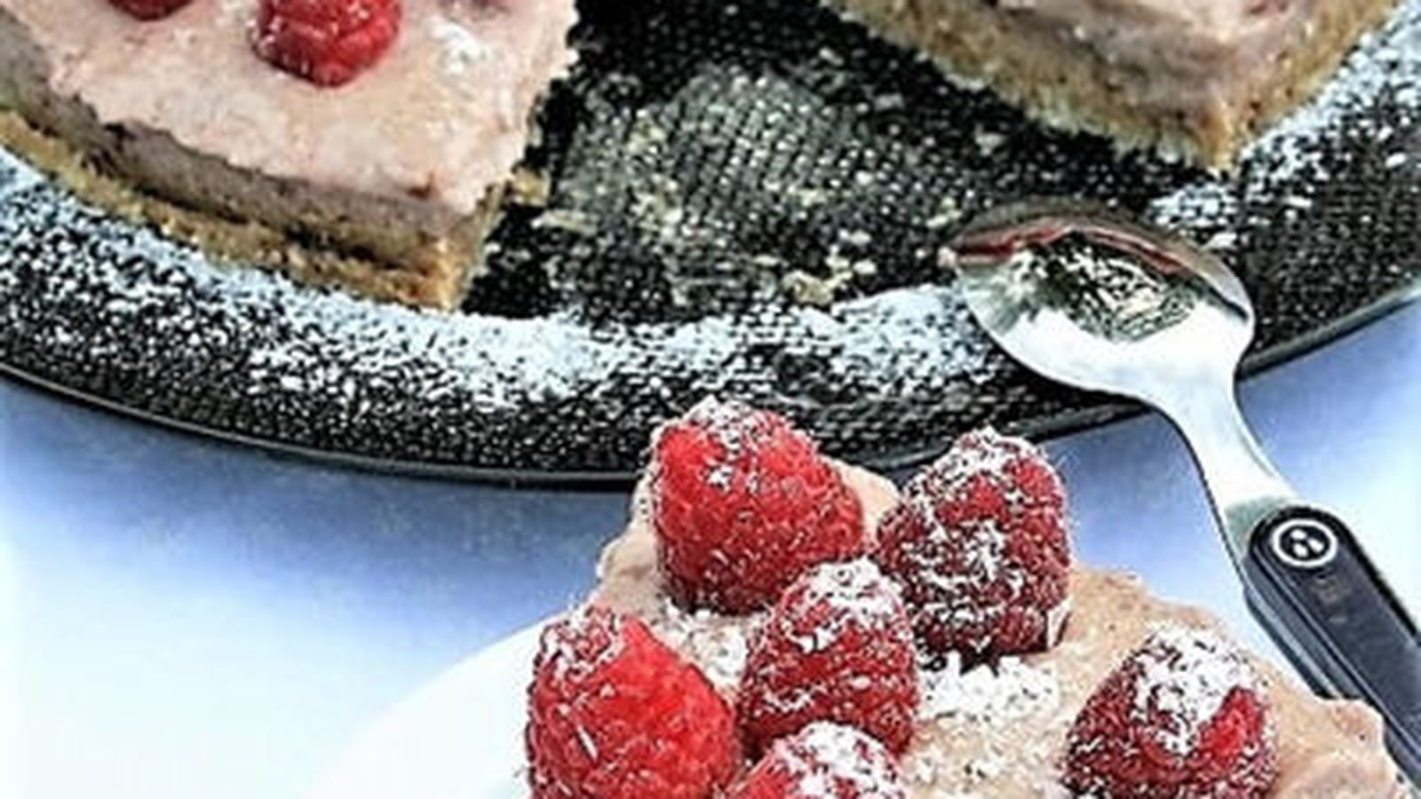 Tarte bio mi-crue cerises et framboises sans gluten, sans oeufs et sans lait