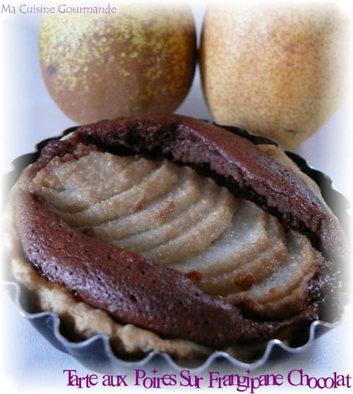 Tarte aux poires sur frangipane au chocolat