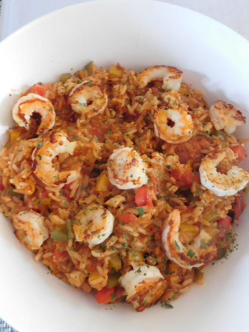 Riz épicés aux crevettes et aux poulets