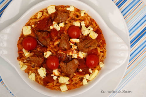 Juvetsi au boeuf et à la feta à ma mode