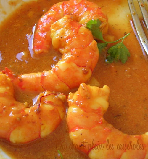 Gambas à l'orange, vodka et safran