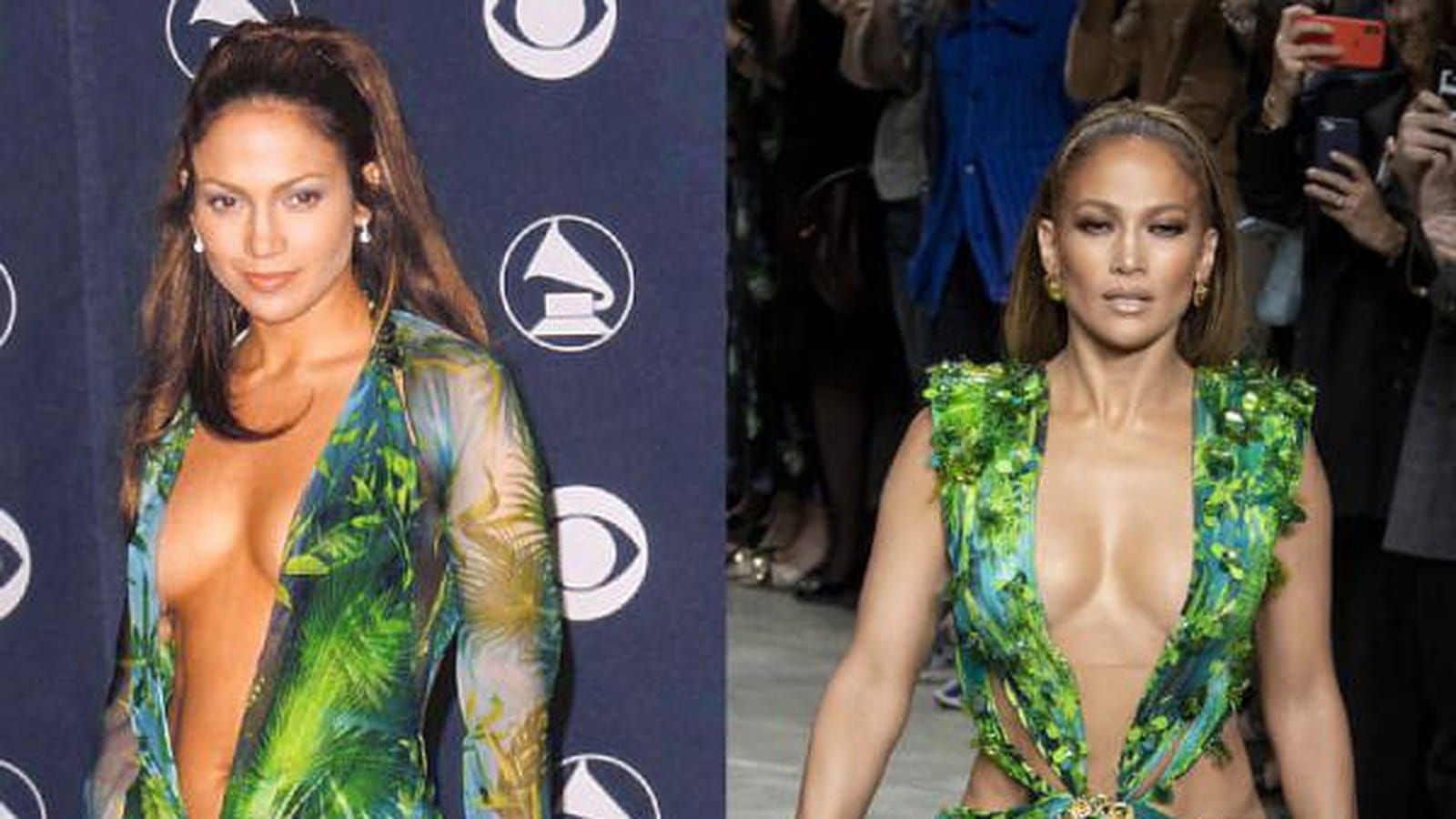 Jennifer Lopez aux Grammy Awards vs Jennifer Lopez au défilé Versace