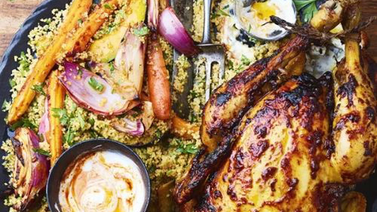 Poulet rôti au yaourt et légumes d’automne