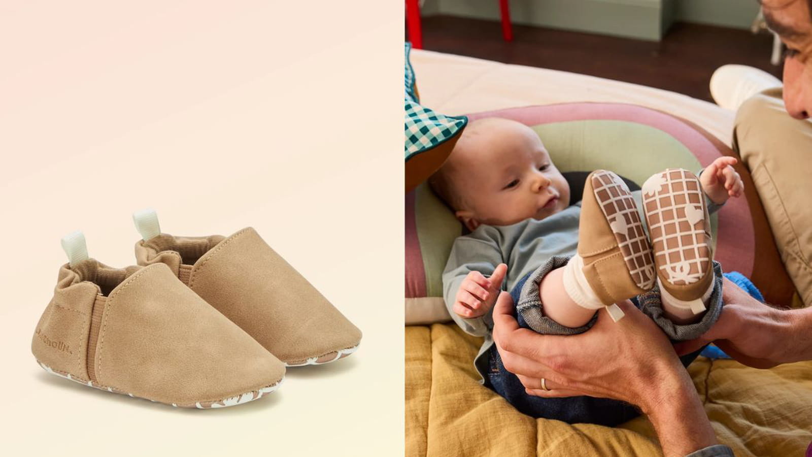 Chaussons motricité 1 « se retourner » (marron)