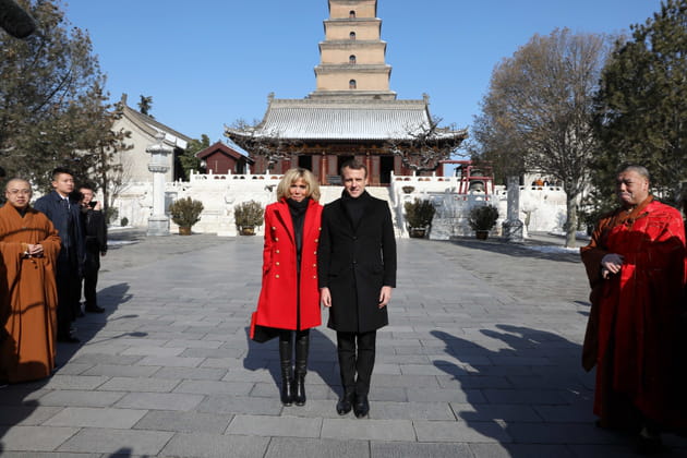 Devant la Grande pagode de l'oie sauvage, en Chine