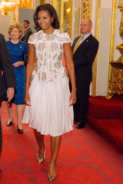 Michelle Obama en robe blanche J.Mendel