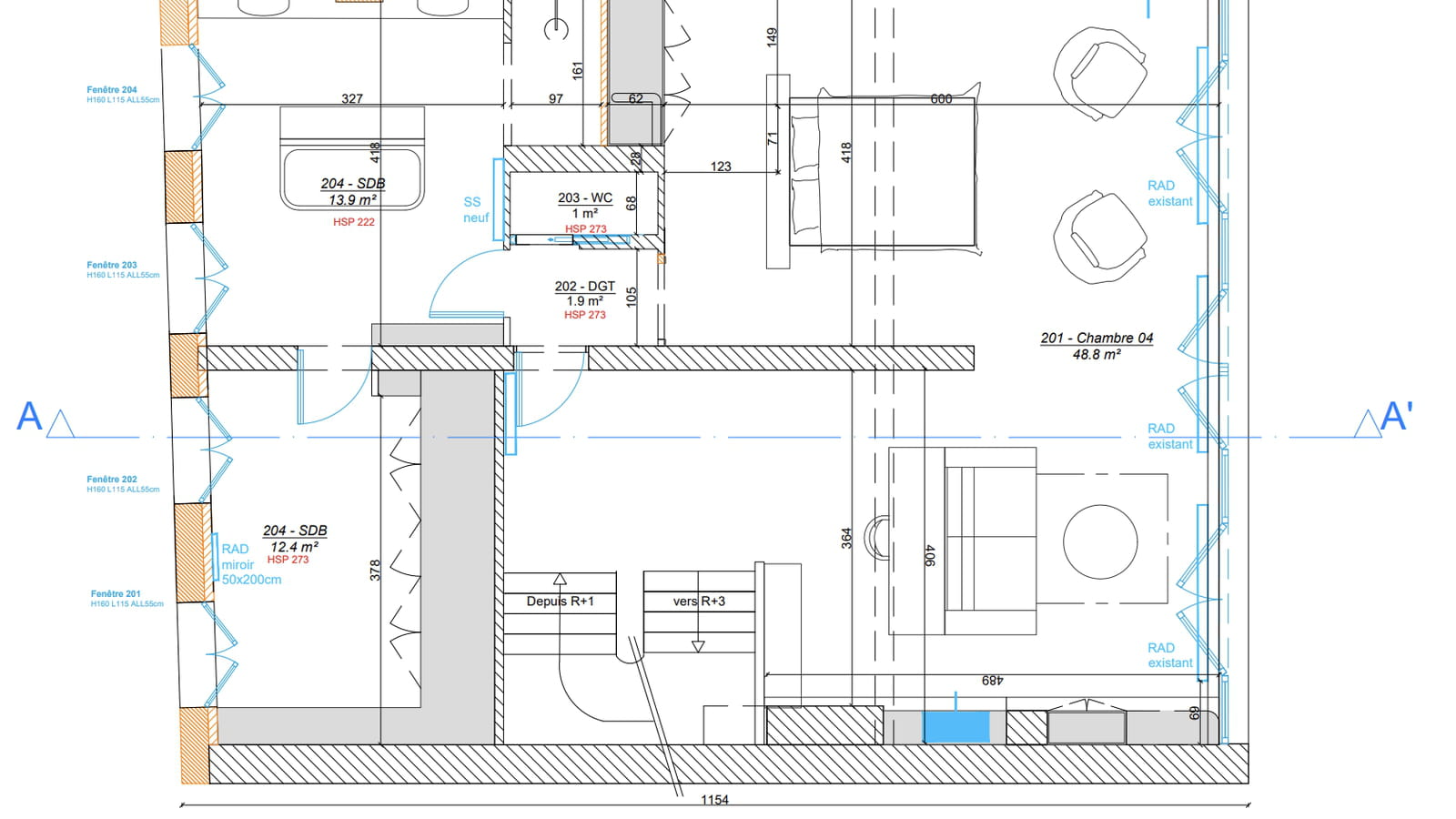 Plan 2e étage projet 