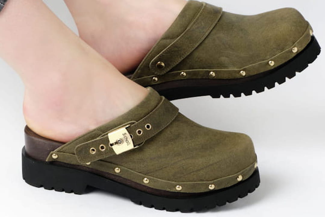 Sabots Femme cuir double surpiqures Kaki