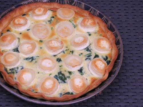 tarte épinards frais et bûches de chèvre