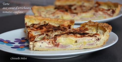 Tarte aux cœurs d'artichauts, tomates confites