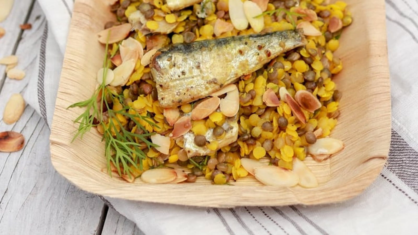 Duo de lentilles, amandes et sardines Détox Le Trésor des Dieux