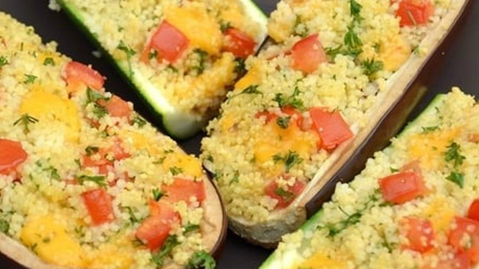 Aubergines et courgettes farcies au boulgour