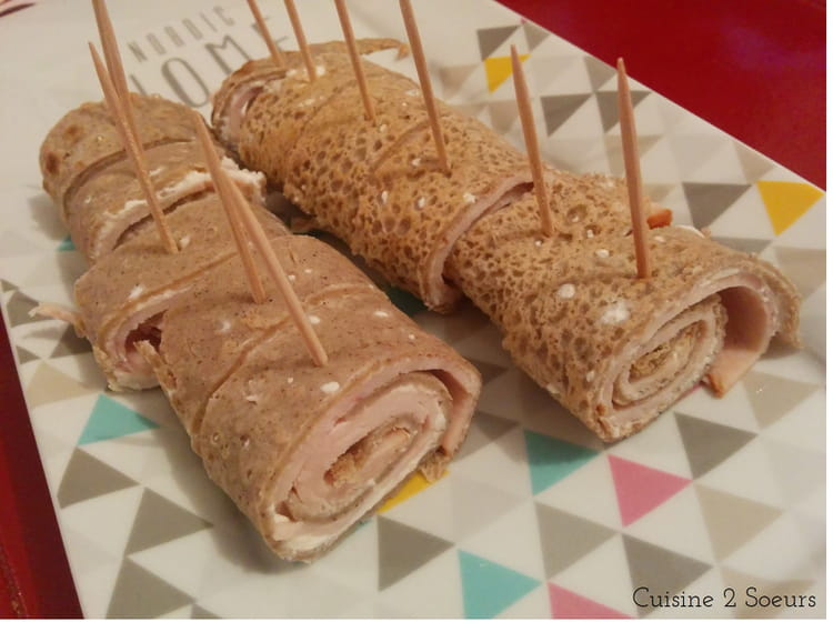 Recette de Galettes roulées au jambon et fromage frais