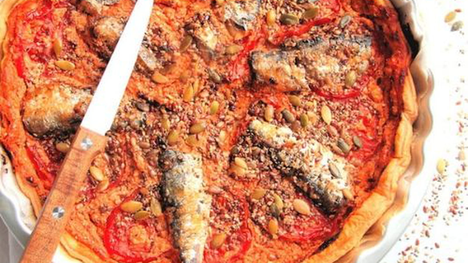 Tarte au fromage de chèvre frais et sardines