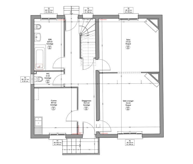 Le plan du rez-de-chauss&eacute;e avant travaux