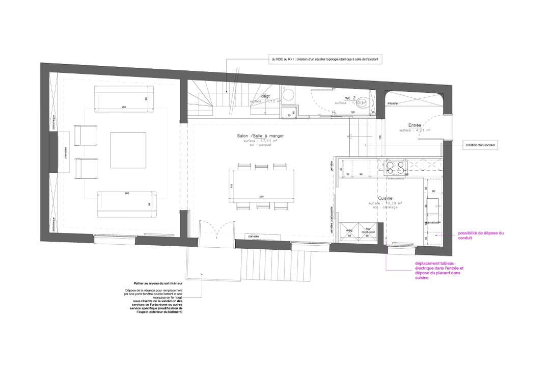 Le plan du rezdechaussée après travaux