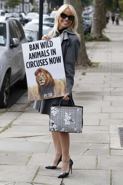 Pamela Anderson a un nouvel accessoire en forme d'affiche