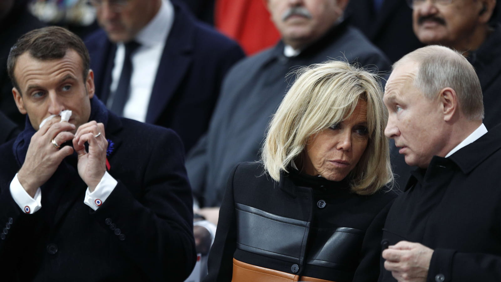 Emmanuel Macron, Brigitte Macron et Vladimir Poutine