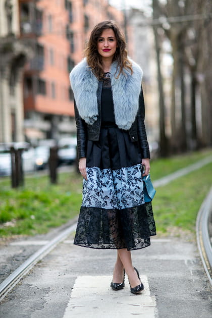 Street style &agrave; Milan : la touche de bleu ciel