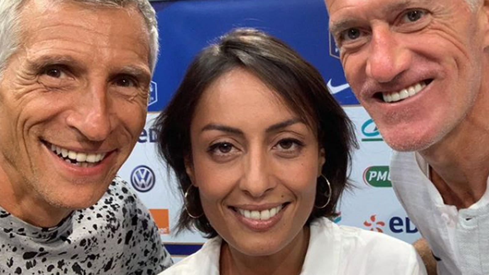 Nagui, Leila Kaddour et Didier Deschamps