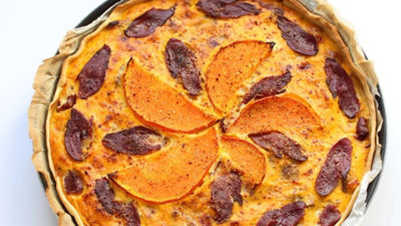 Tarte potimarron et magret de canard séché