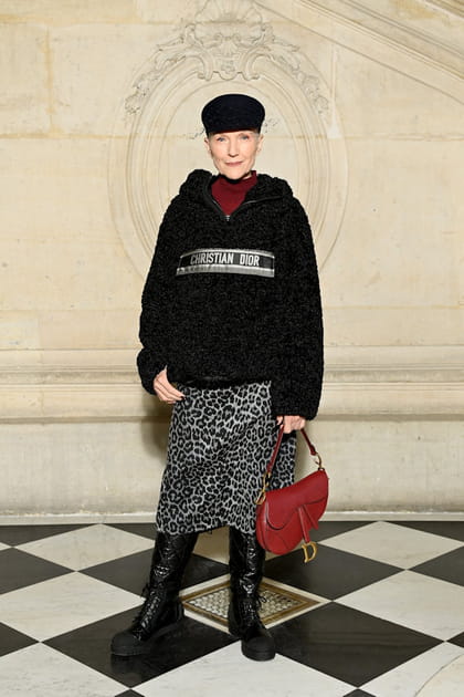 Maye Musk en Dior au d&eacute;fil&eacute; Dior