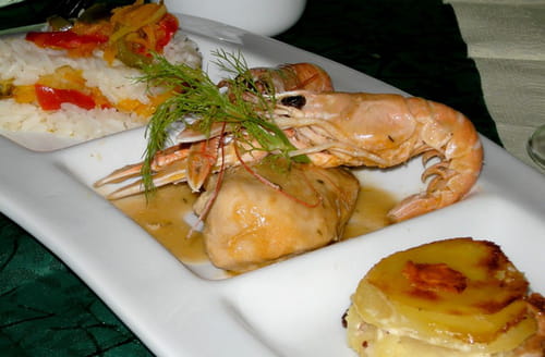 Poulet aux langoustines